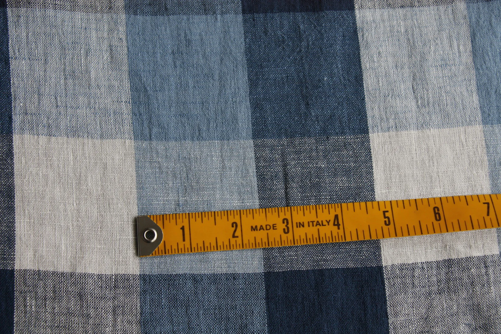 Washed Crinkle Navy Check Linen - Image 2
