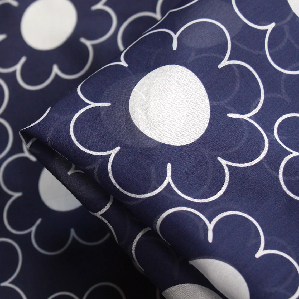 White Button Bloom Voile