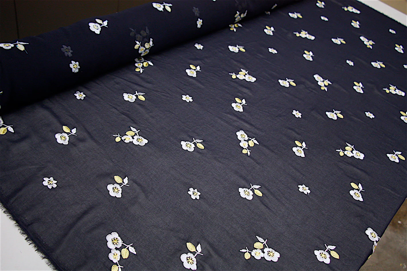 White Flower River - Embroidered Georgette - Image 3