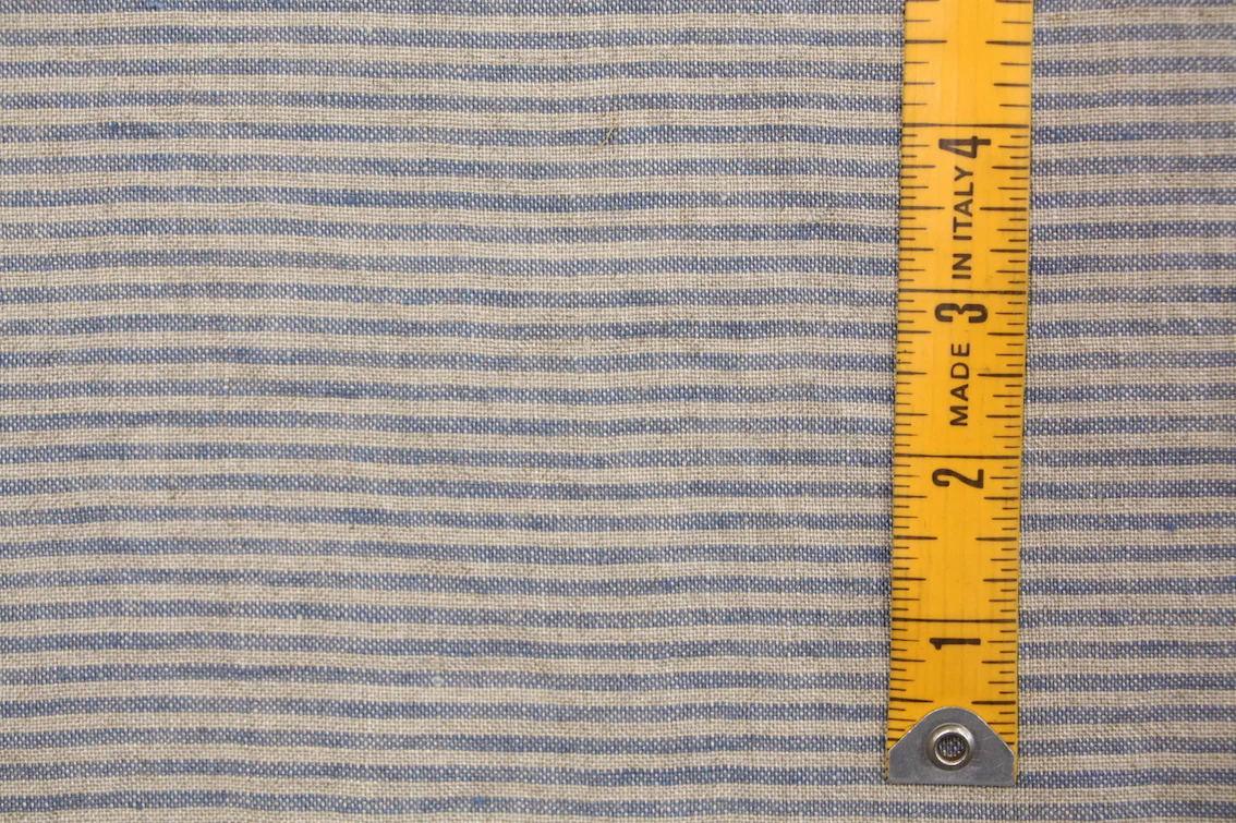 Wide Line Blue Washed Linen - Image 2