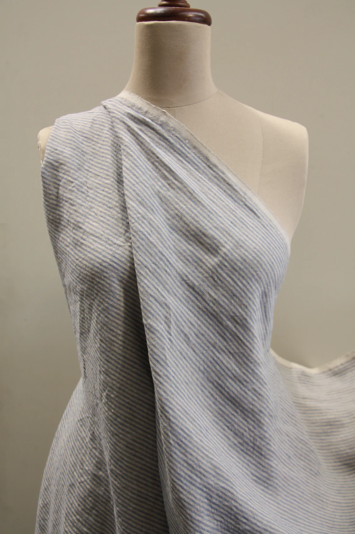 Wide Line Blue Washed Linen - Image 5