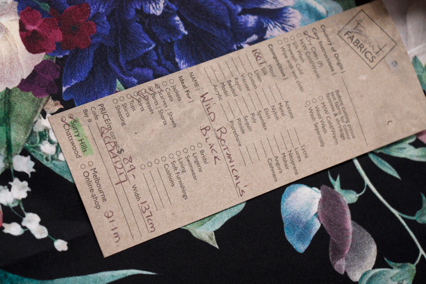 Wild Botanical's Black - Silk Satin - Image 3