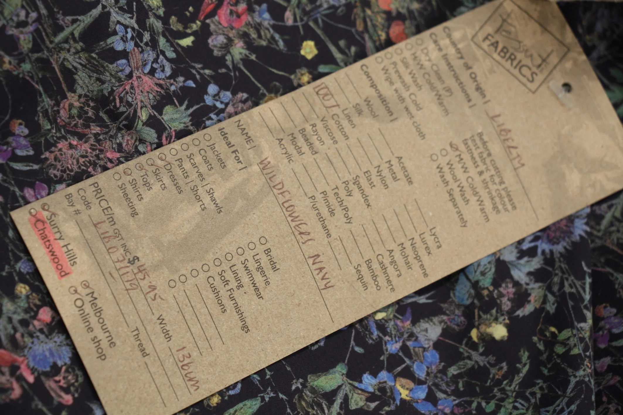 Wild Flowers Navy - Liberty Tana Lawn - Image 4