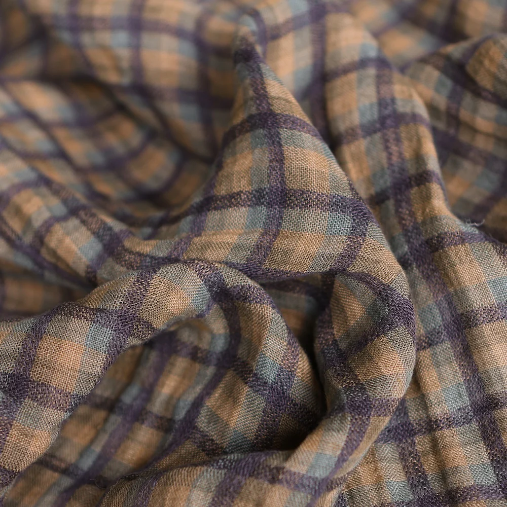 Willow Check Khaki/Tan Linen - Image 2