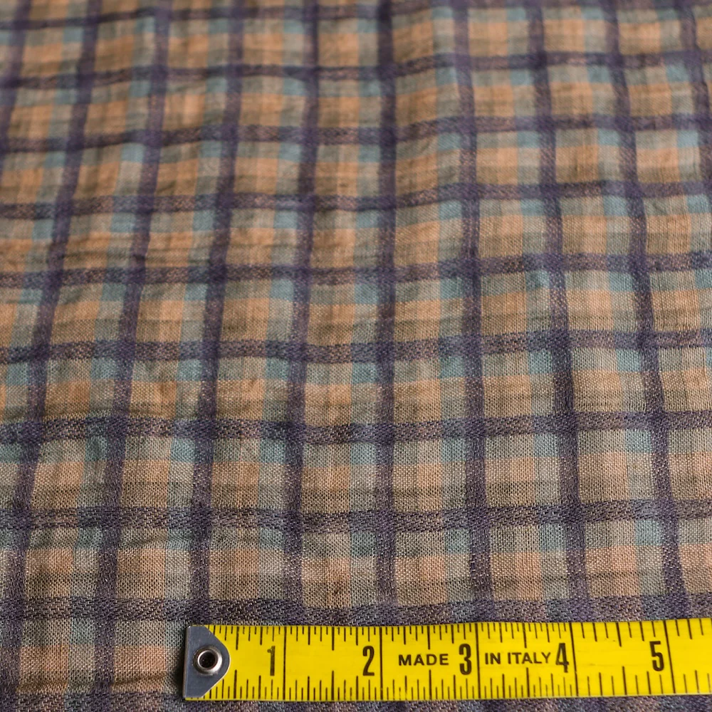 Willow Check Khaki/Tan Linen - Image 3