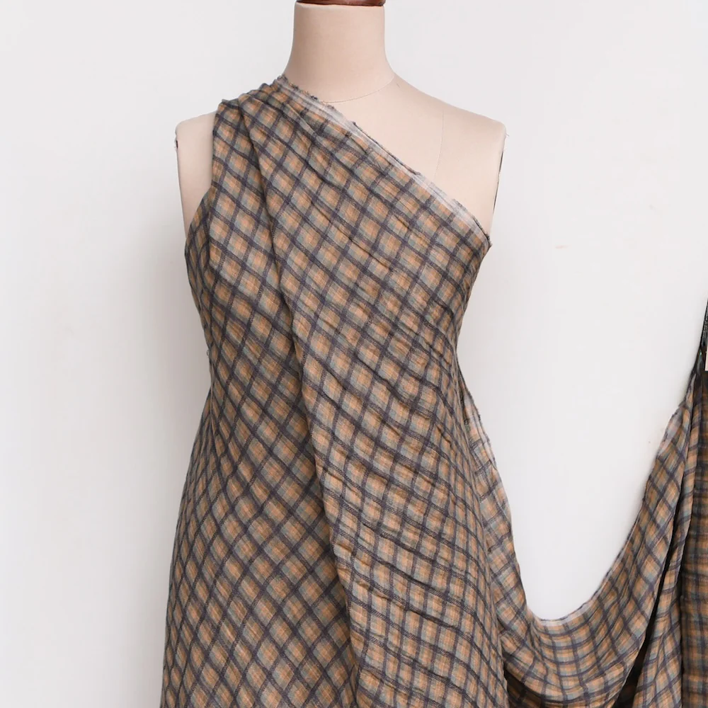 Willow Check Khaki/Tan Linen - Image 5