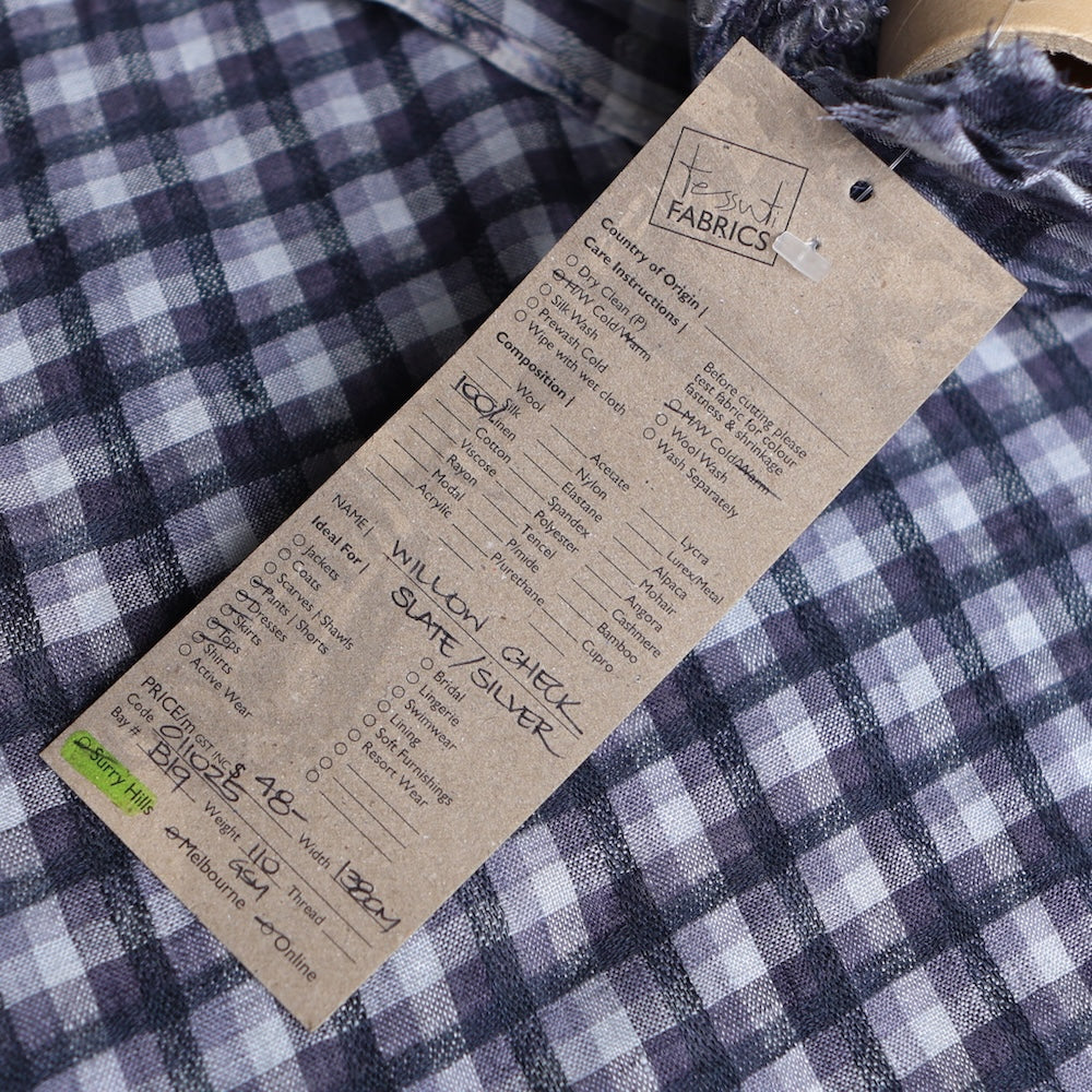 Willow Check Slate/Silver Linen - Image 4