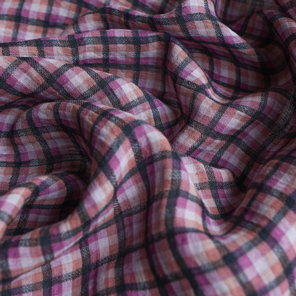 Willow Check Wisteria/Navy Linen - Image 2