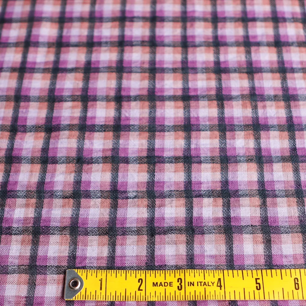 Willow Check Wisteria/Navy Linen - Image 3