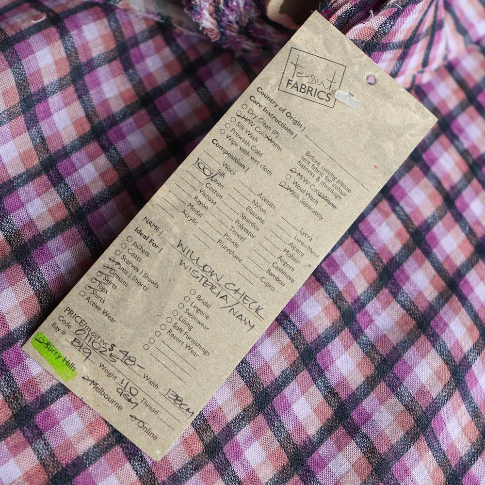 Willow Check Wisteria/Navy Linen - Image 4