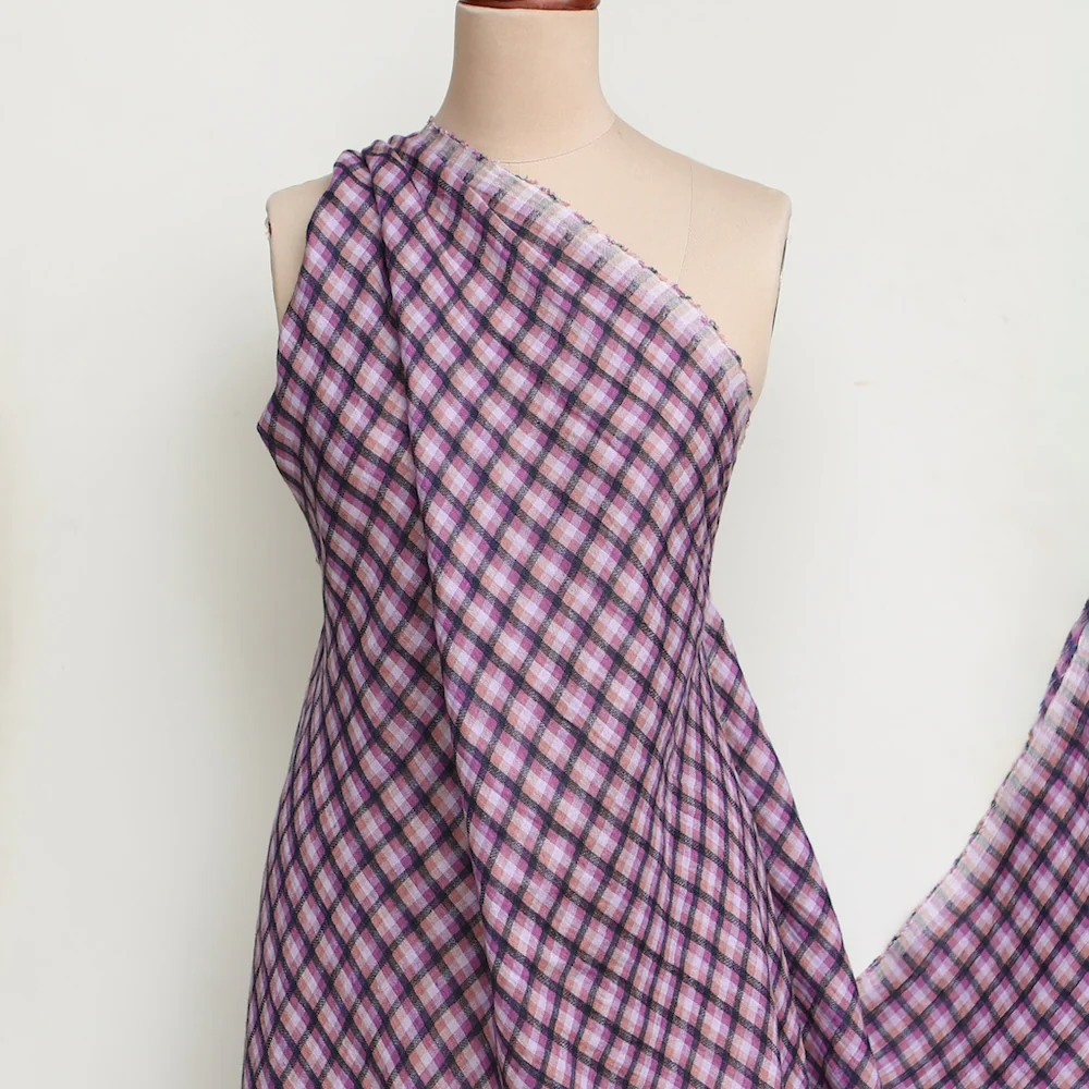 Willow Check Wisteria/Navy Linen - Image 5