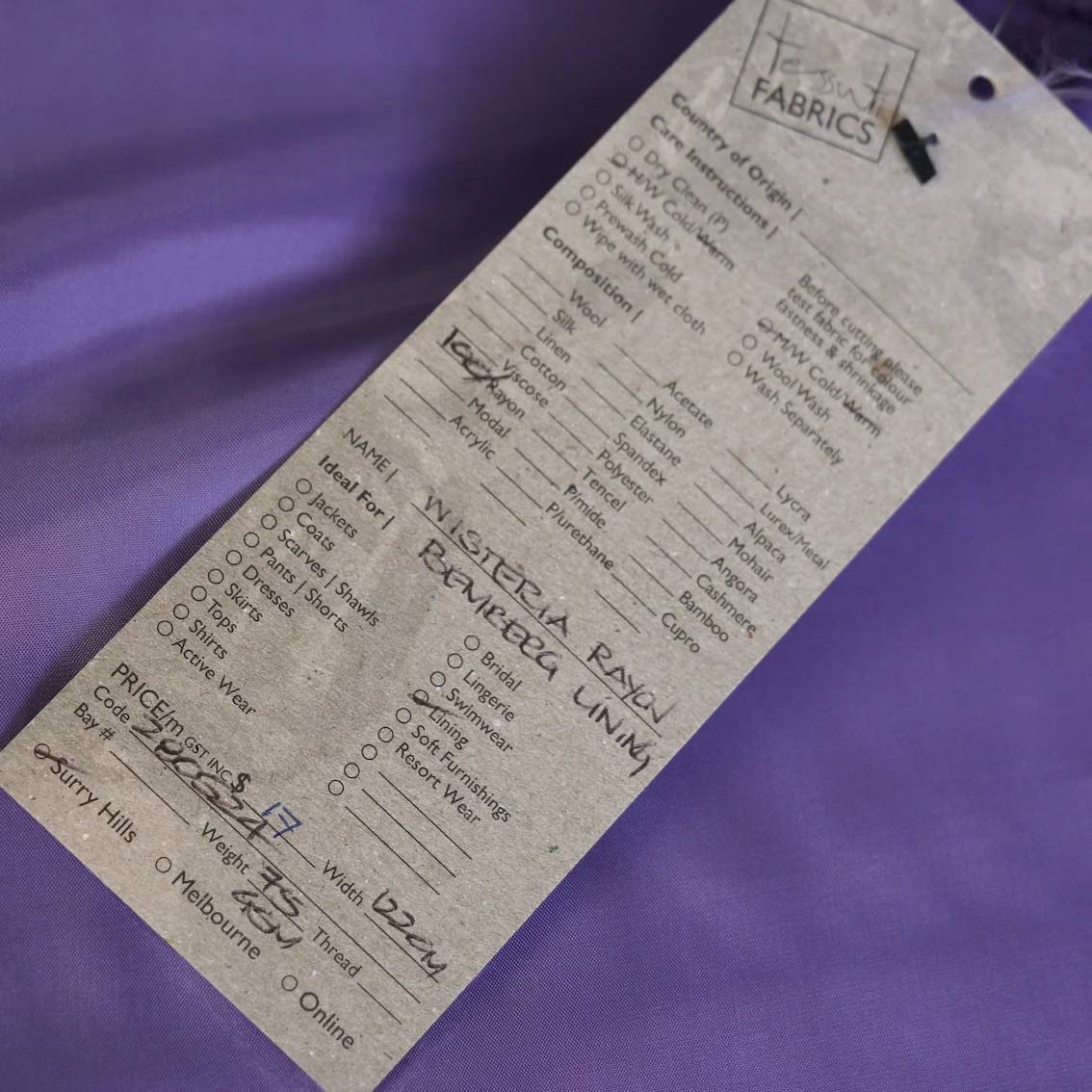 Wisteria Rayon Lining (120cm wide) - Image 3