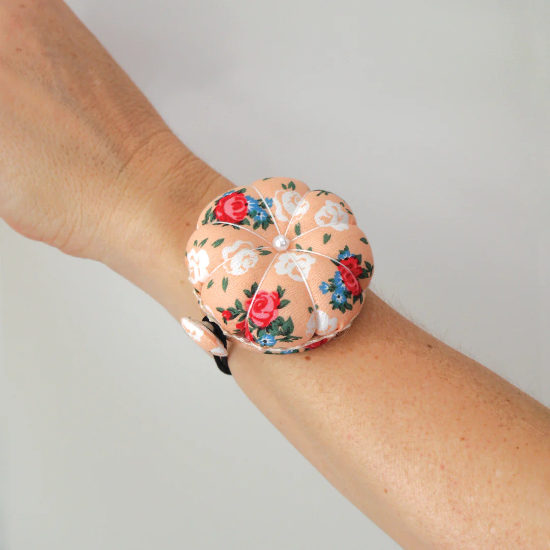Wrist Pin Cushion - Apricot Floral - Image 2