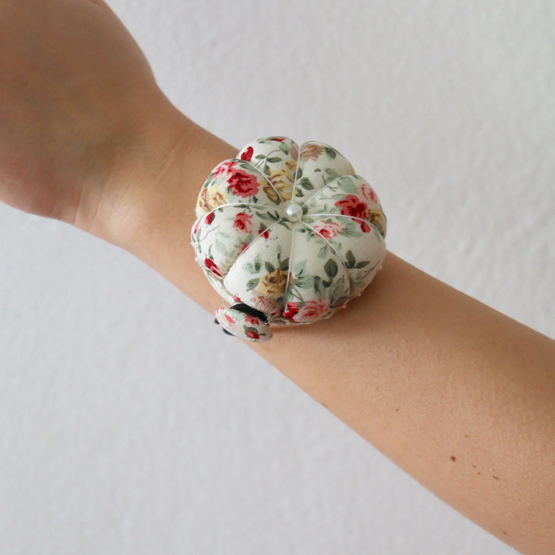 Wrist Pin Cushion - Cream Floral - Image 2