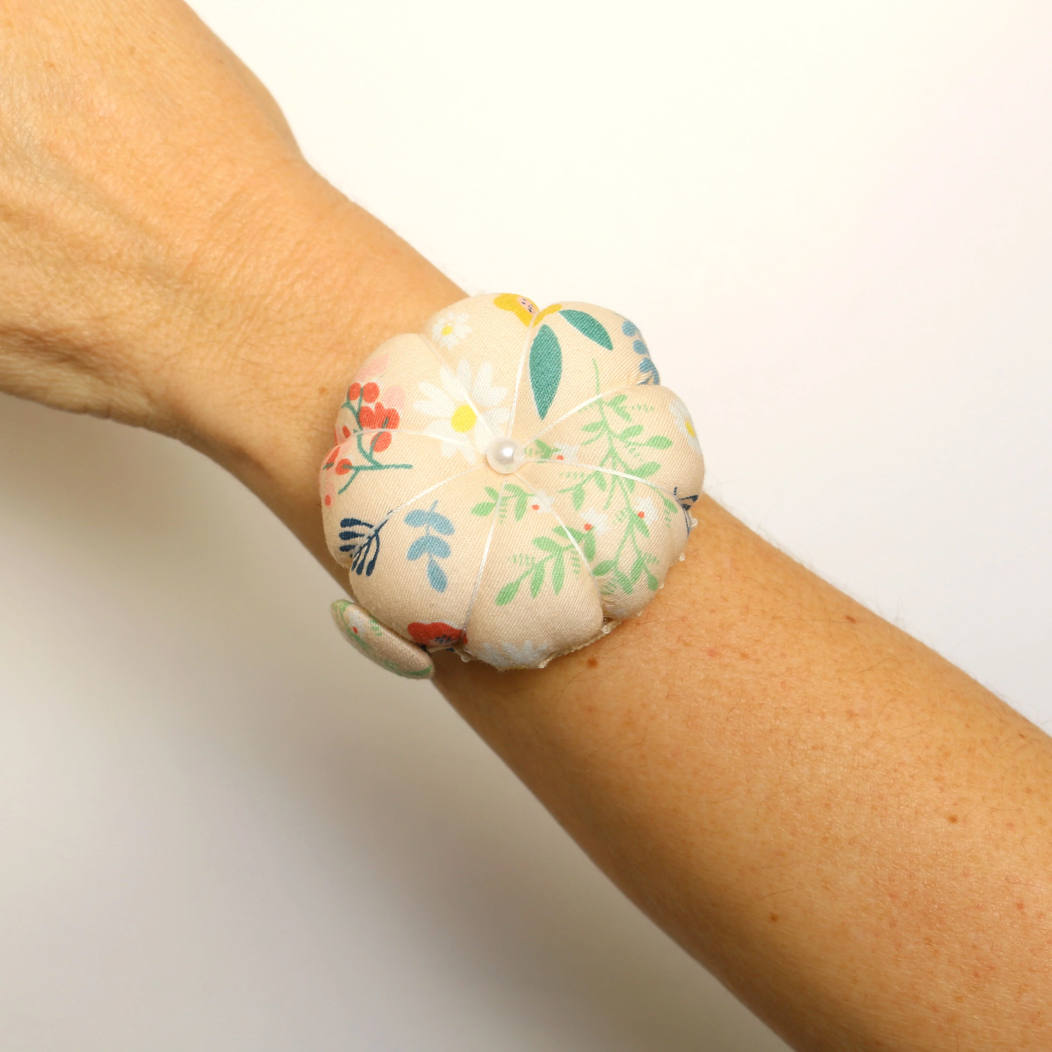 Wrist Pin Cushion - Soft Pink Floral - Image 2