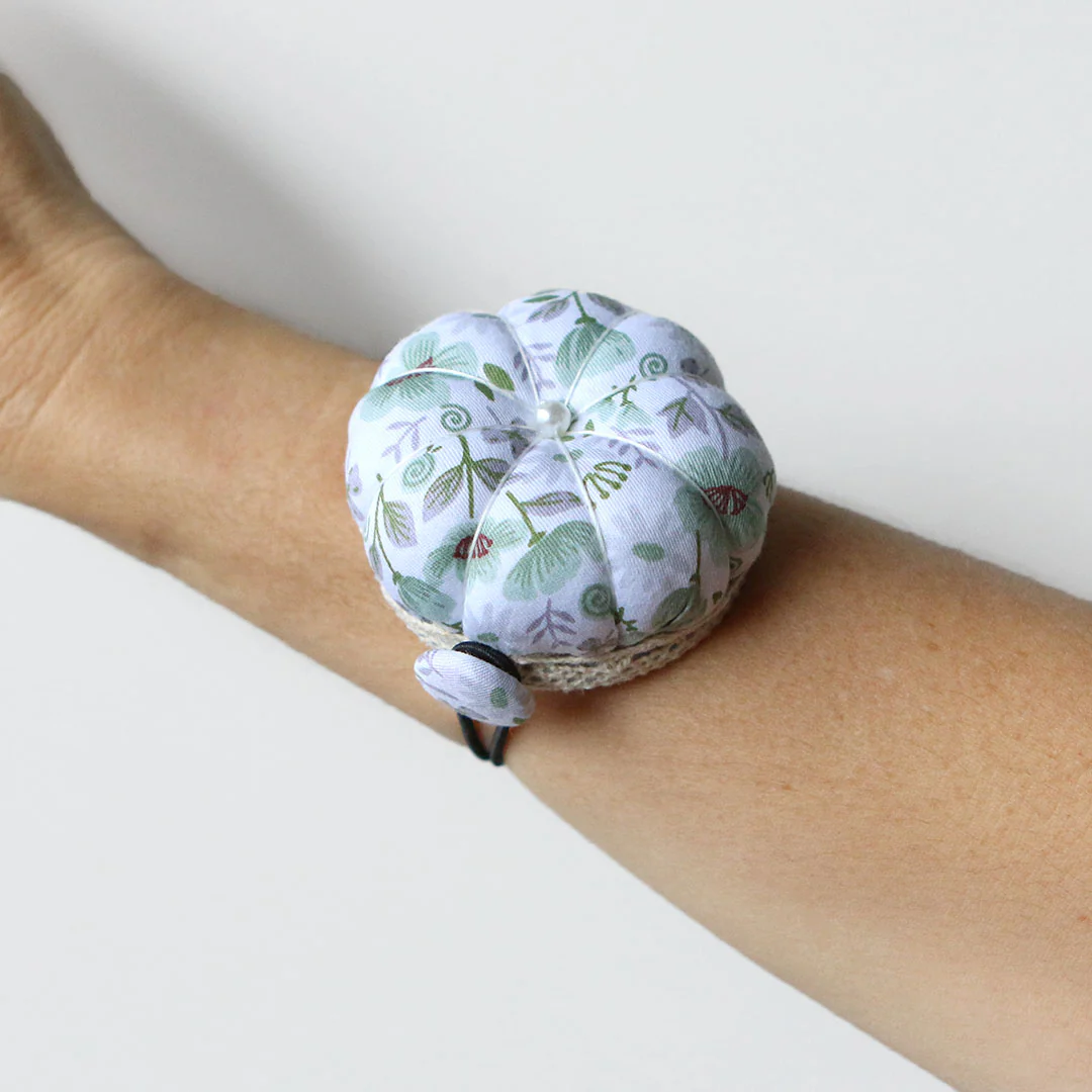 Wrist Pin Cushion - White Floral - Image 2