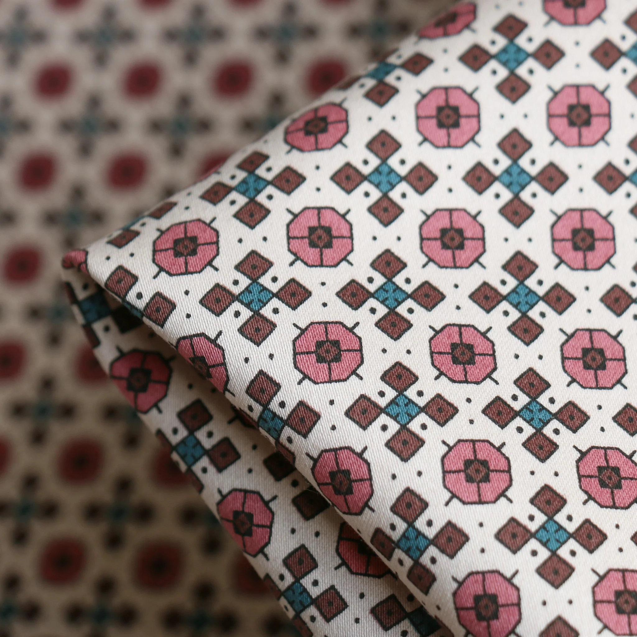Zelig Rose/Ecru Stretch Cotton
