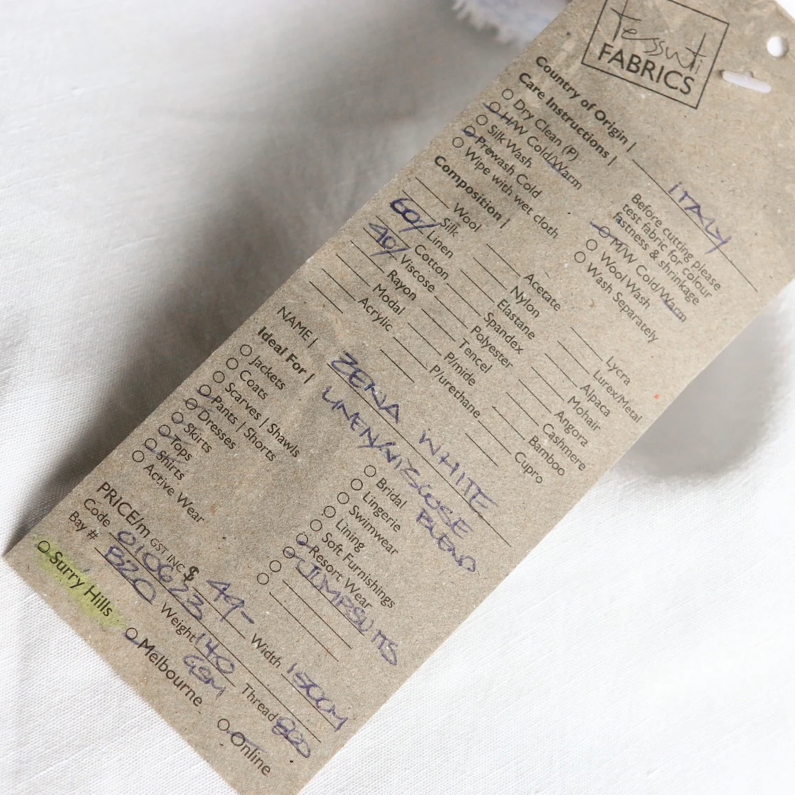 Zena White Linen/Viscose Blend - Image 3