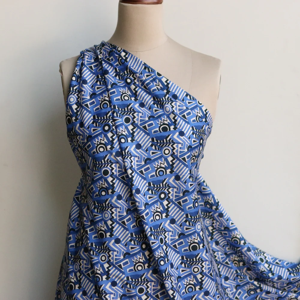 Zig Zag Spot Blue - Liberty Tana  Lawn™ - Image 5