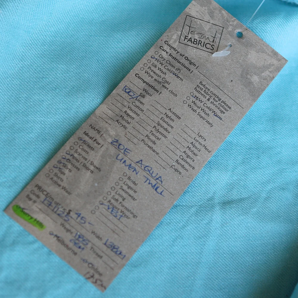 Zoe Aqua Linen Twill - Image 3