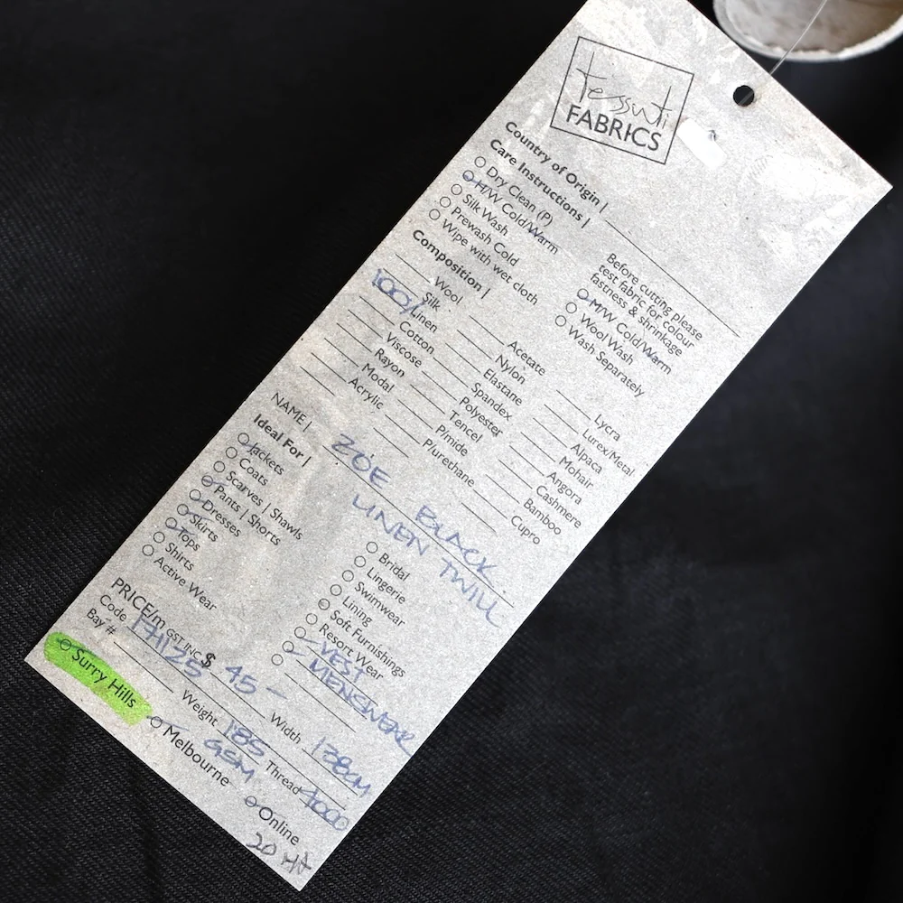 Zoe Black Linen Twill - Image 3