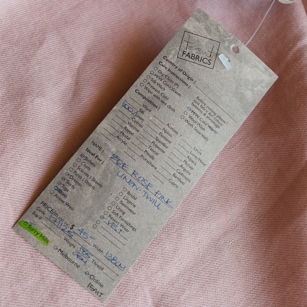 Zoe Rose Pink Linen Twill - Image 3