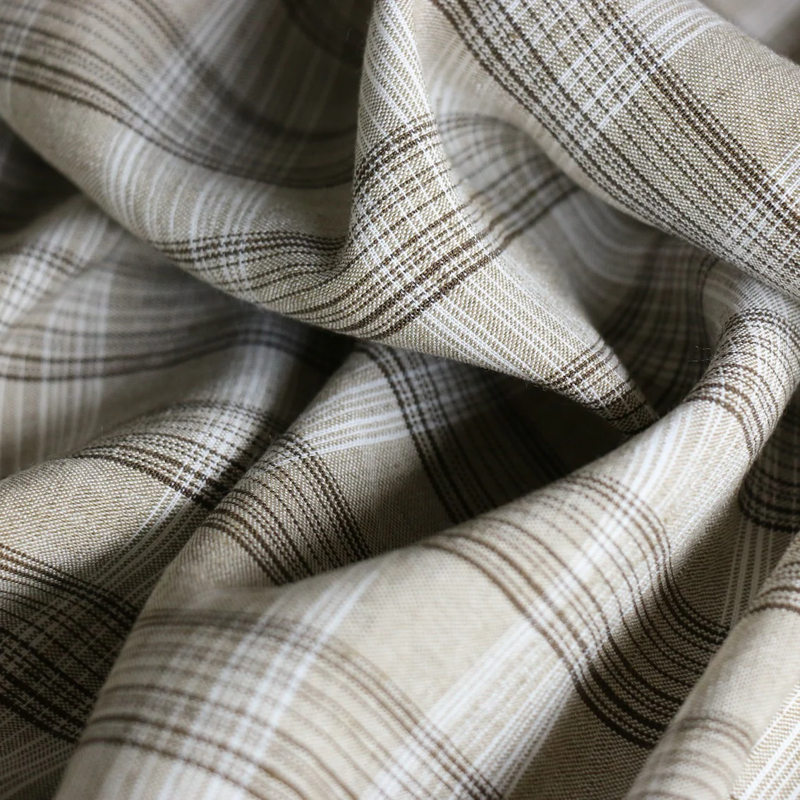 Zoe Sage Green Check Linen/Viscose - Image 2