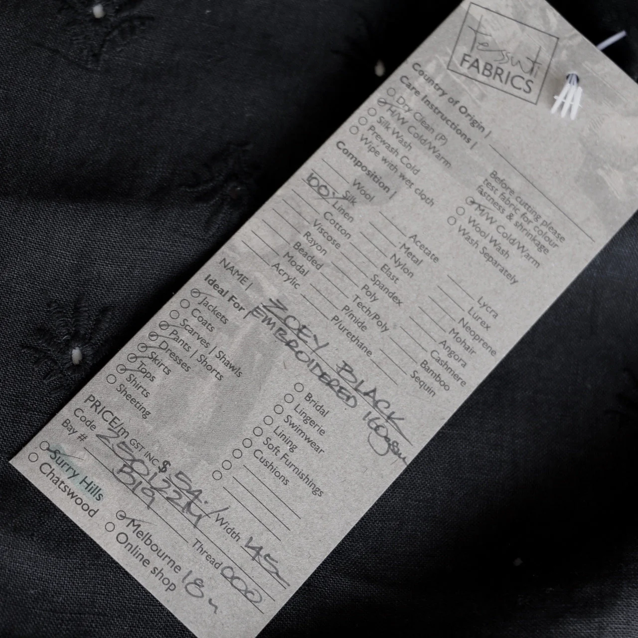 Zoey Black Embroidered Linen - Image 4