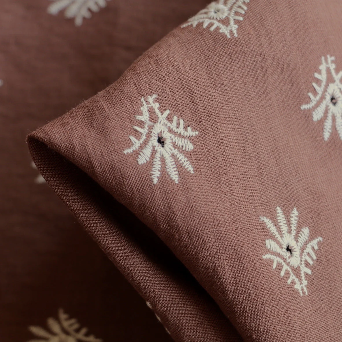 Zoey Cocoa Embroidered Linen