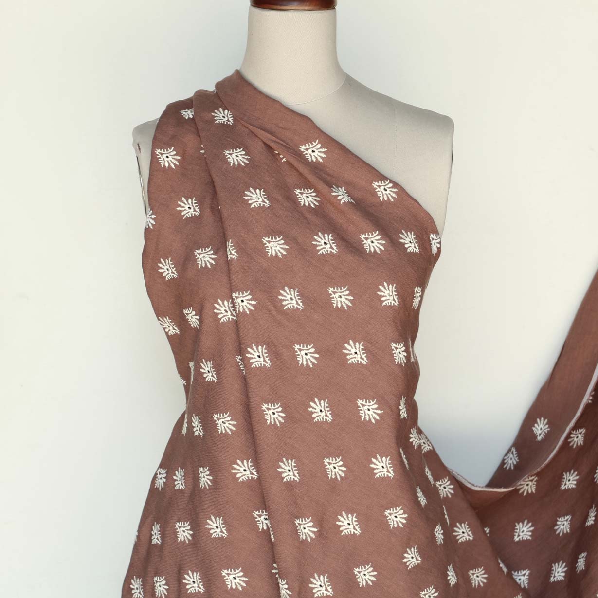Zoey Cocoa Embroidered Linen - Image 5