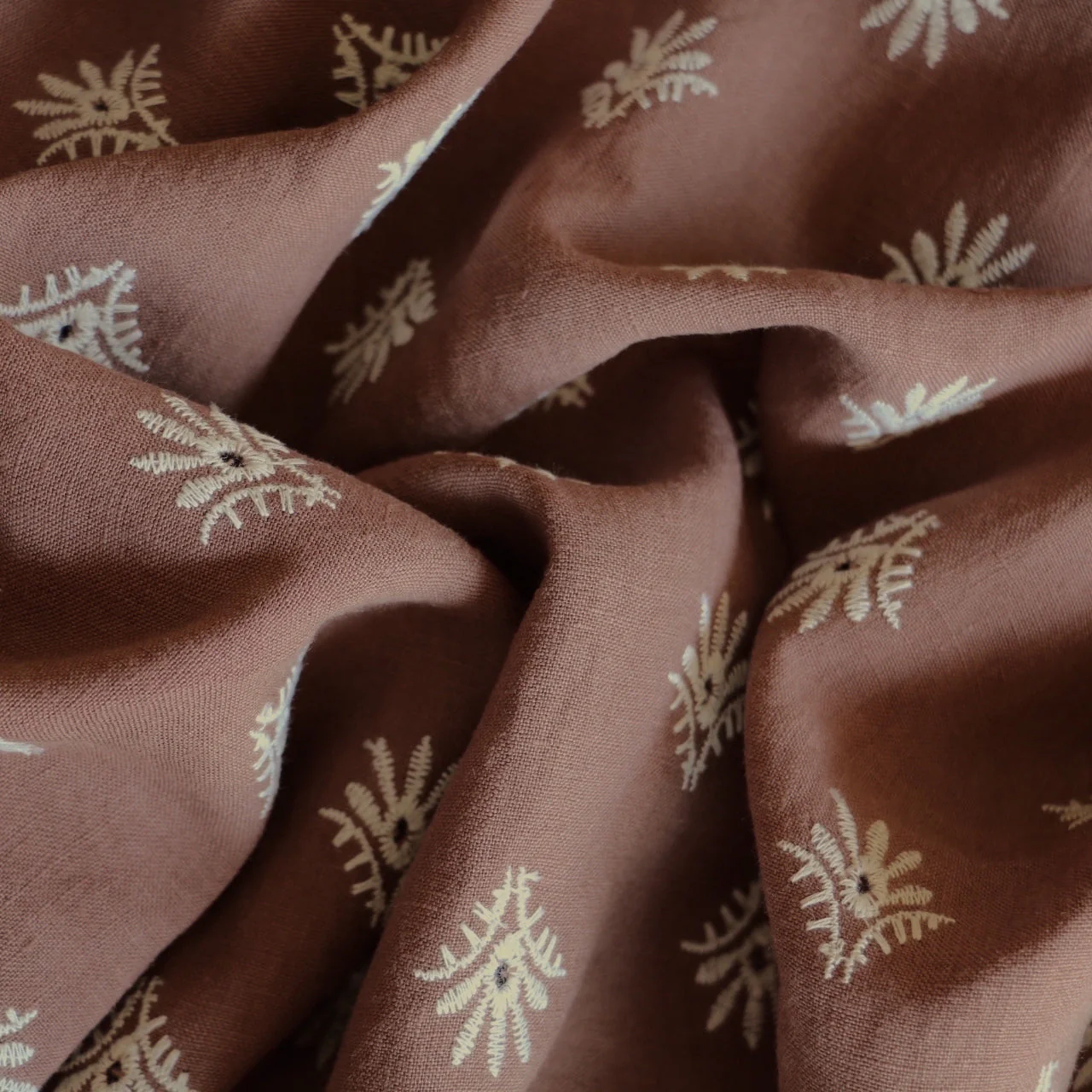 Zoey Cocoa Embroidered Linen - Last Chance - Image 3