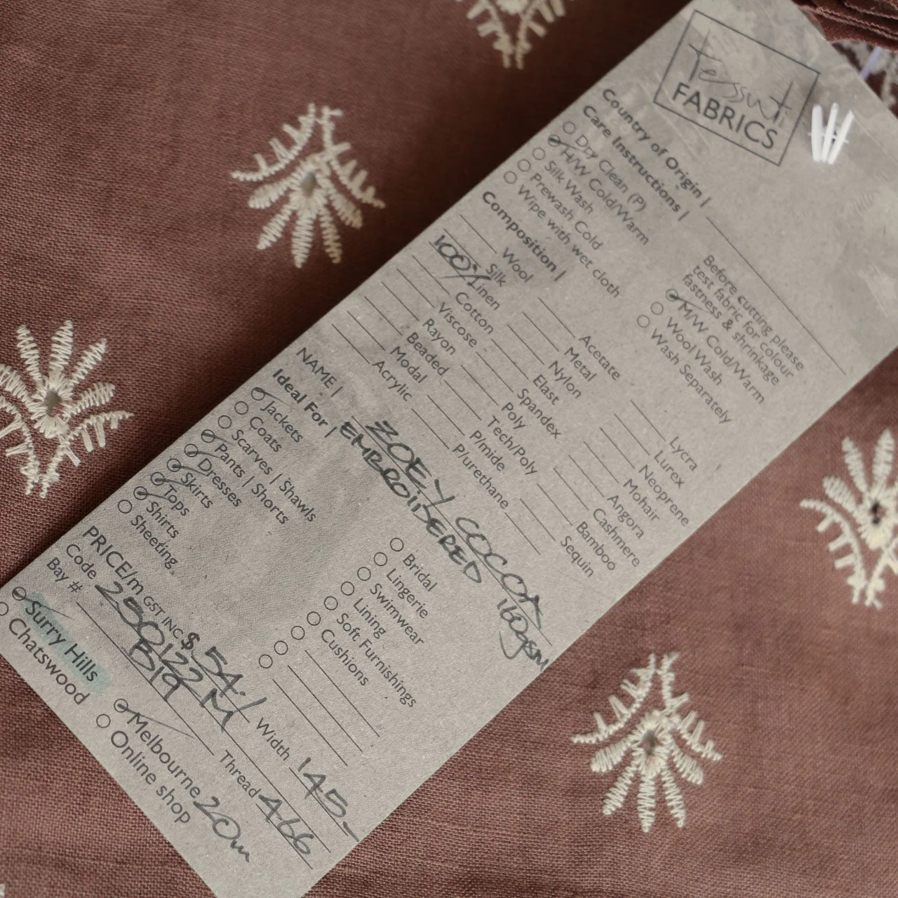 Zoey Cocoa Embroidered Linen - Last Chance - Image 4