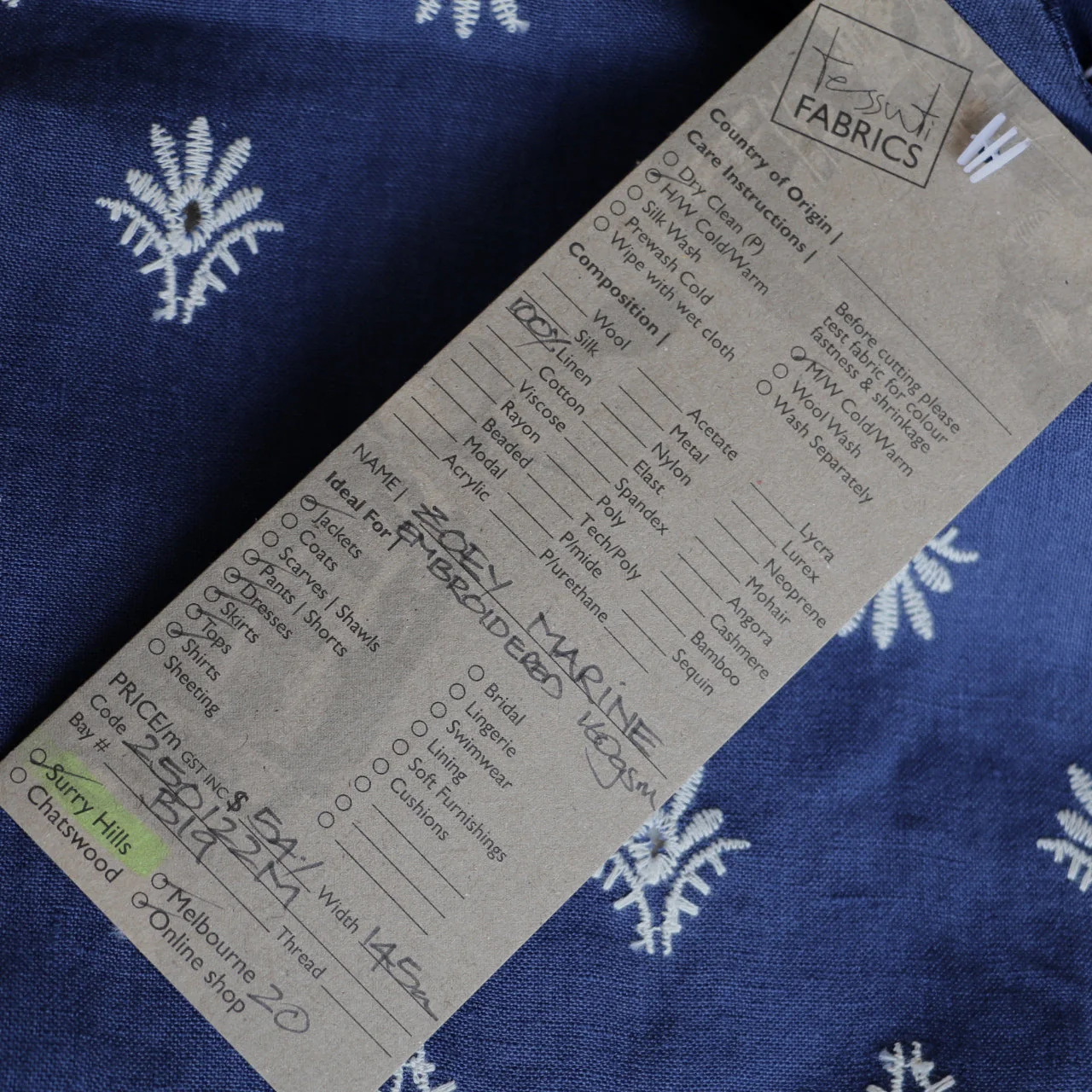Zoey Marine Embroidered Linen - Image 4