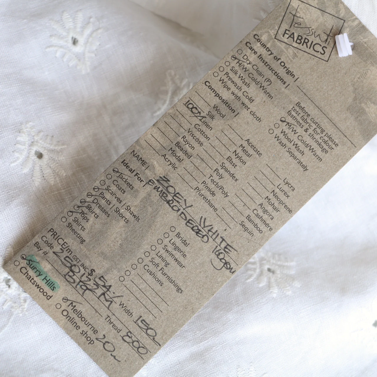 Zoey White Embroidered Linen - Image 4